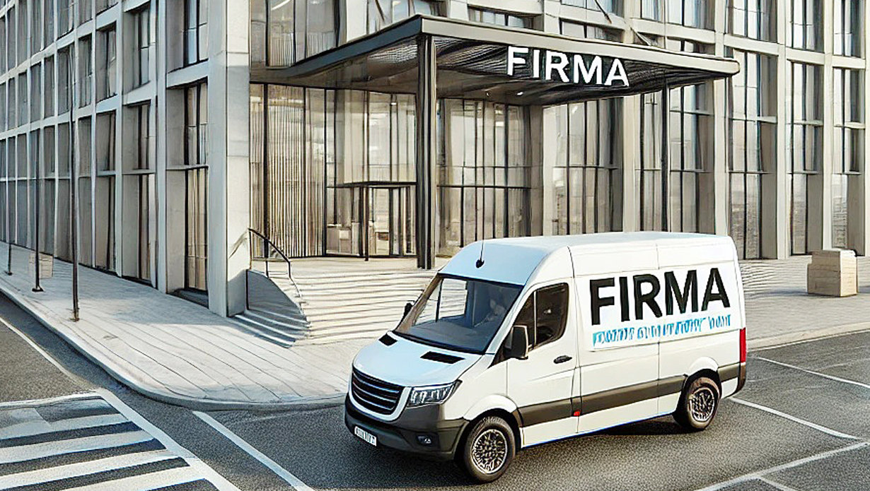 Kleintransporter vor Firmengebäude mit gleicher Beschriftung © Ingrid Glatz