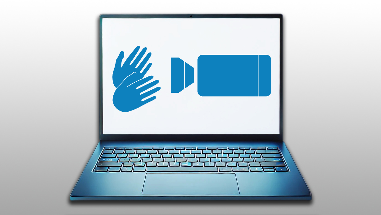 Links Piktogramm blauer DGS-Hände, rechts Piktogramm einer Kamera mit Blick auf die Hände © Ingrid Glatz