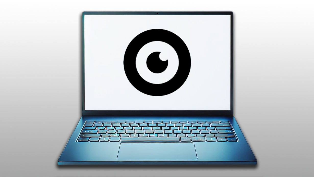 Blaues Notebook zeit groß das Logo von Eye-Able © Ingrid Glatz