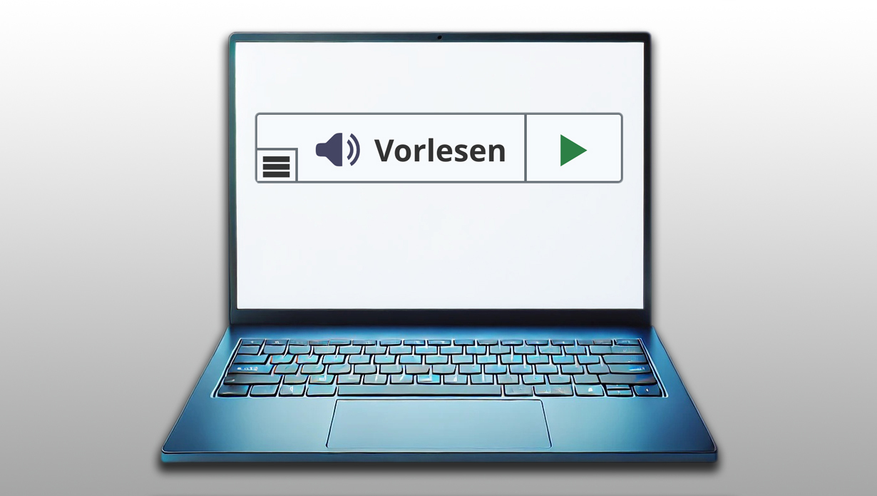 Blaues Logo zeigt groß die Schaltfläche Vorlesen © Ingrid Glatz