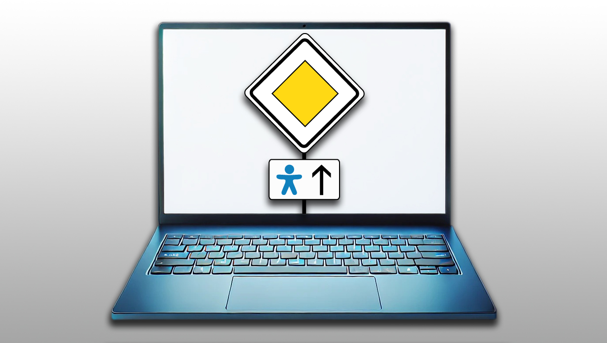 Verkehrsschild Vorfahrt mit Zusatzschild darunter für Barrierefreiheit geradeaus © Ingrid Glatz