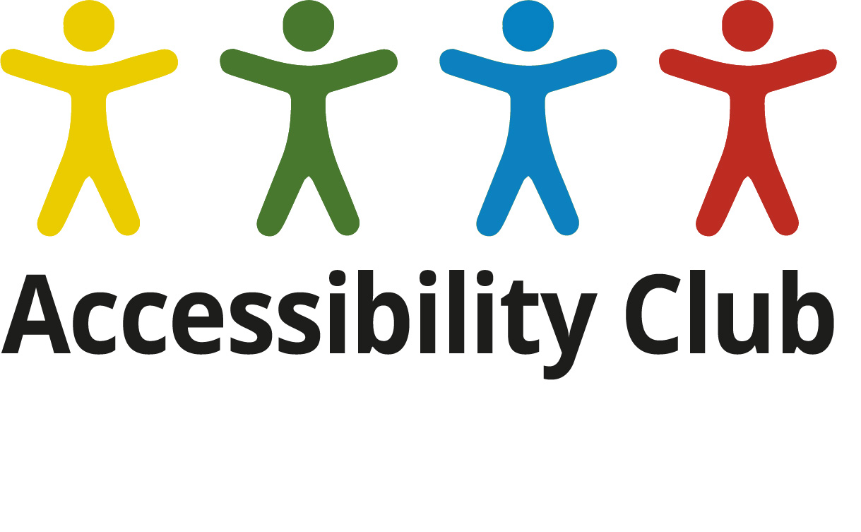 4 Barrierefreiheits-Männchen in Gelb, Grün, Blau und Rot über dem Namen des Clubs - © Martina Nettekoven